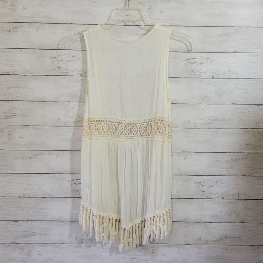 Entro Boho Fringed Cardigan/Cover Up in Cream Size Small - Picture 5 of 10